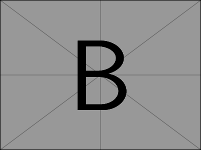 Big letter B on a gray background.