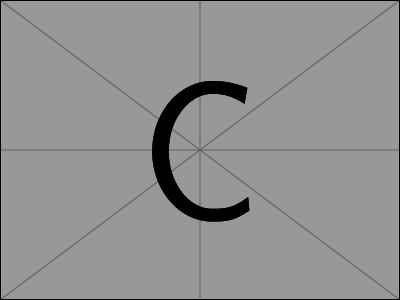 Big letter C on a gray background.