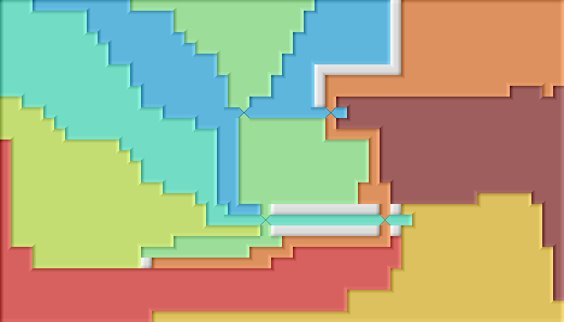 Segmentation embedding with relatively straight boundaries.